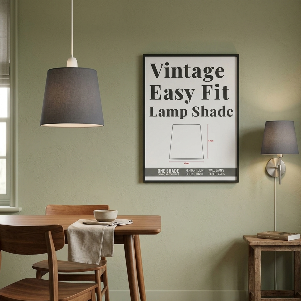 Easy-Fit Lampshade Only - E27 Modern Mug Pendant Shade ~2243-6