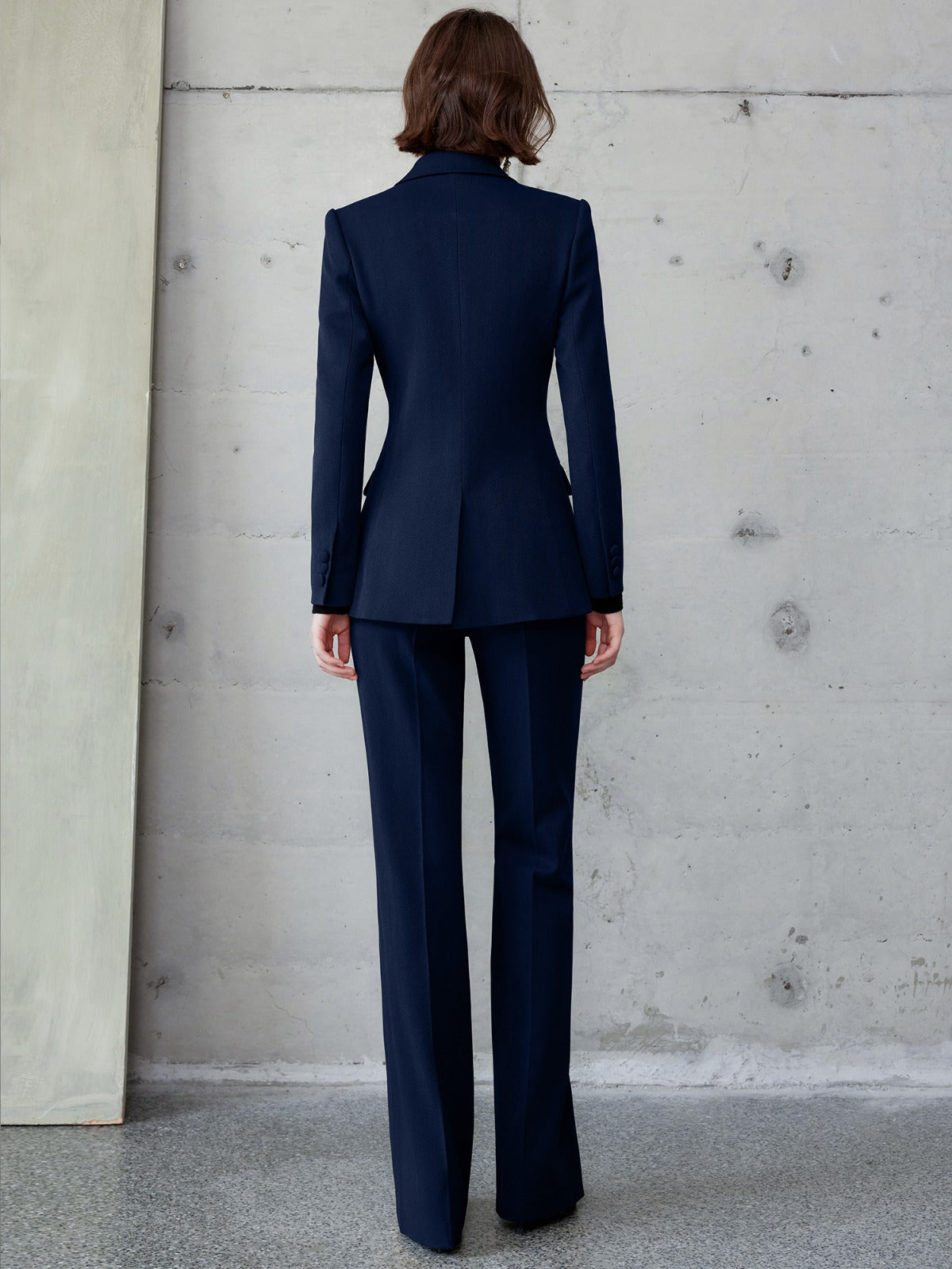The redefined wide-leg navy pantsuit